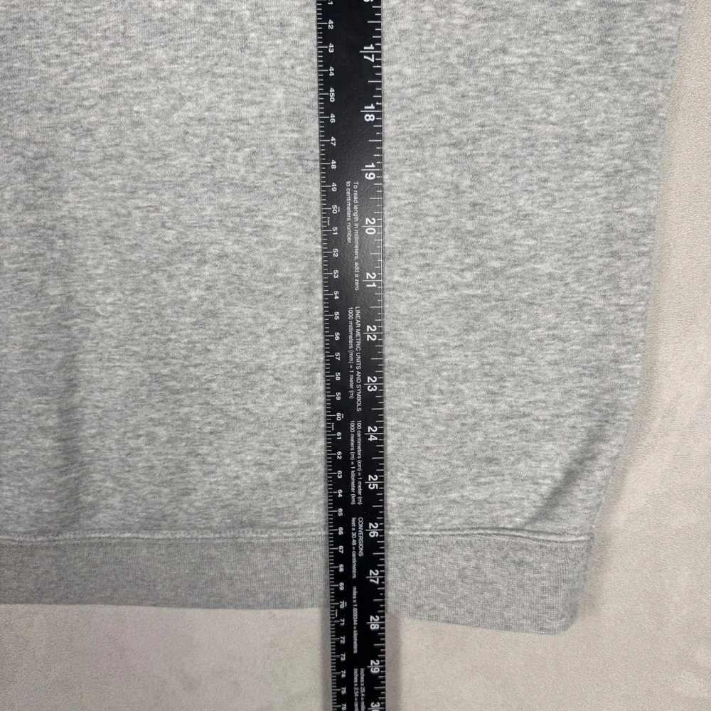 Y2K Mens Nike Spellout Embroidered Fleece Hoodie Heather Grey Large